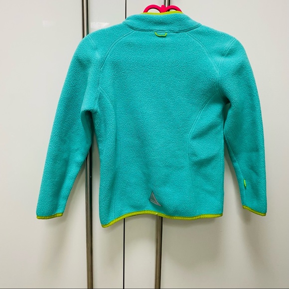 LL Bean Girls Green/Chartreuse Medium Weight Fleece Jacket Size Small - Picture 3 of 6